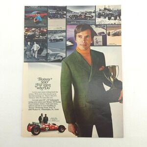 VTG Botany 500 Advertising Print Ad Race Car Driver Suit Menswear Promo Art 1969